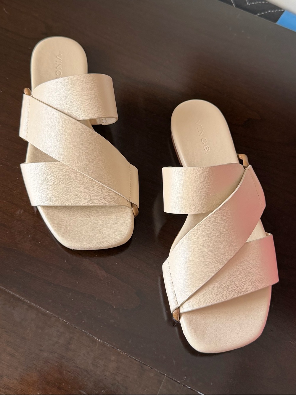 Vince Dylan flat leather Slide Sandals with Crisscross Straps